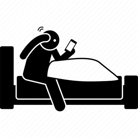 Alert Awake Bed Person Phone Sleeping Waking Up Icon