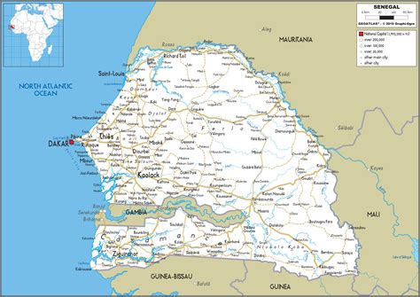 Senegal Road Wall Map By Graphiogre Mapsales