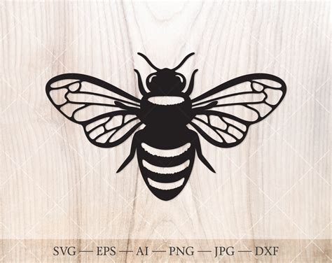 Bee Silhouette Dxf Bee Clip Art Svg Dxf Eps Png For Honey Bee Sunflower