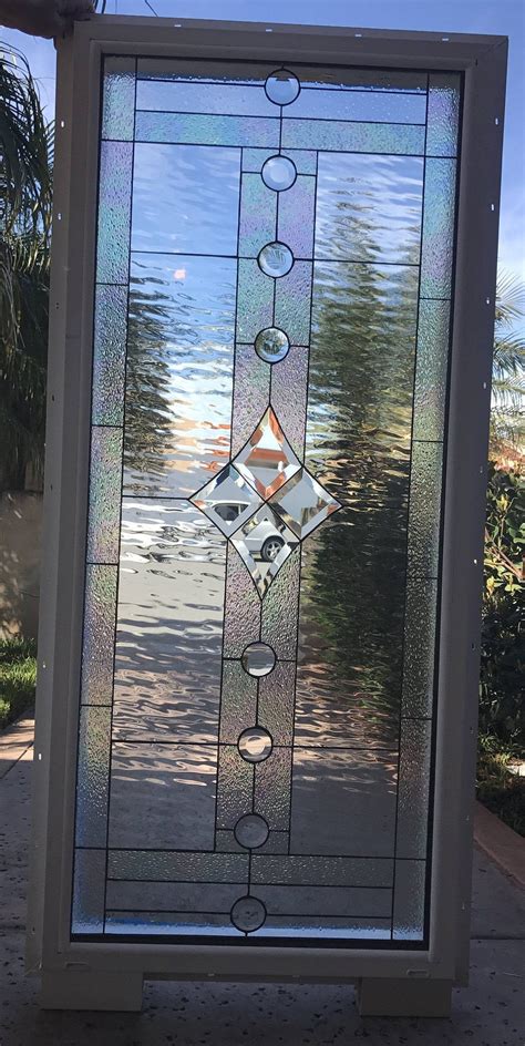 The Poway Clear Textured Stained Glass Jewel Art Leaded Window Panel Insulated In Tempered Glass