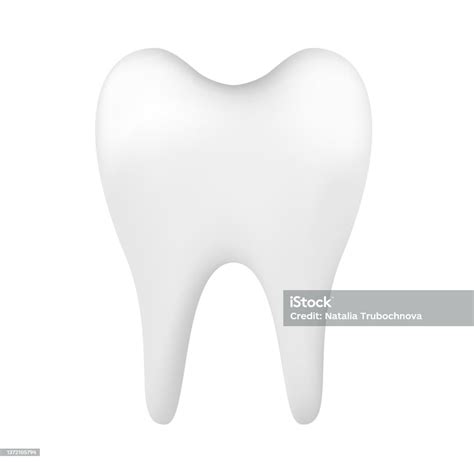 White 3d Tooth Isolated On White Background Element For Design Vector