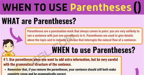 Parentheses When To Use Parentheses In English 7 E S L
