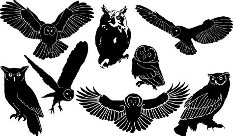 Owl Silhouette Bird Drawing Flying Mascot Nature Owl Wild
