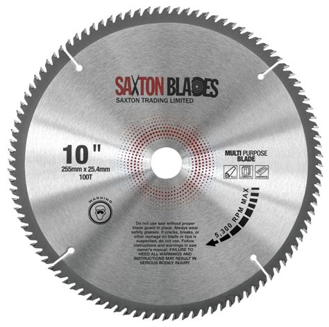 Saxton 255mm X 100t X 254 Circular Saw Blade Aluminium Laminate Fits