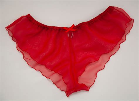 chiffon sheer micro french knickers sexy lingerie panties red black ebay