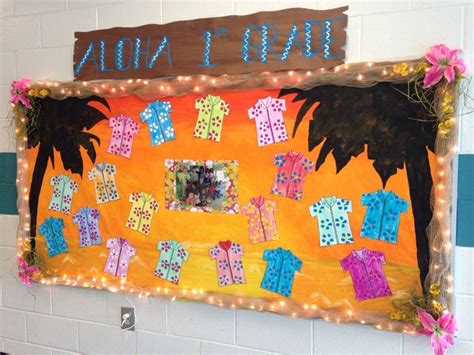 Luau Theme End Of The Year Bulletin Board Hand Painted Beach Sunset