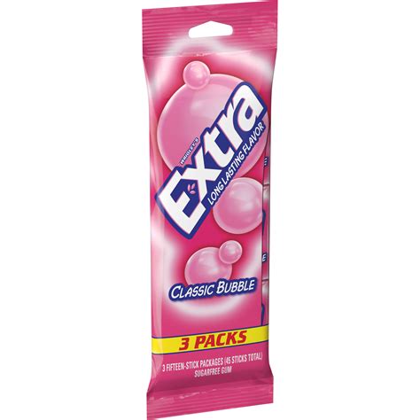 Extra Classic Bubble Sugarfree Gum 3 Packs