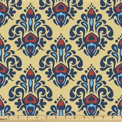 Damask Fabric By The Yard Antique Design Baroque Traditional Medieval