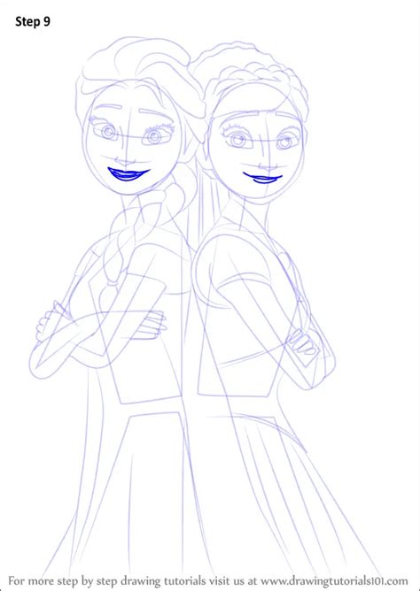 How To Draw Elsa And Anna From Frozen Fever Printable Step By Step The Best Porn Website