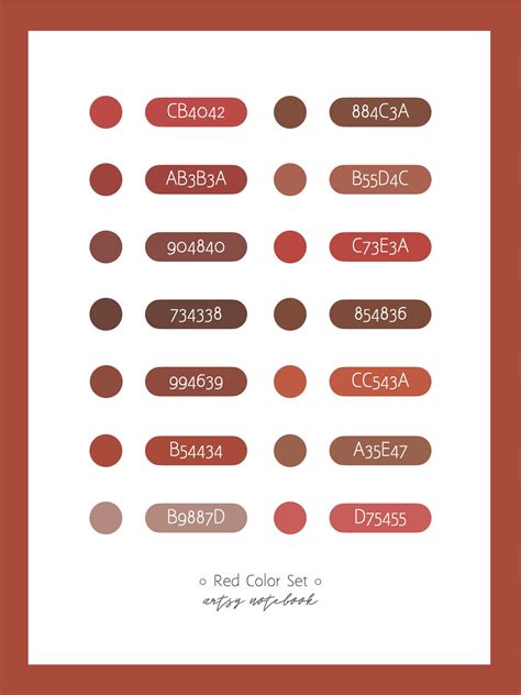 The Color Chart For Different Shades Of Brown And Red