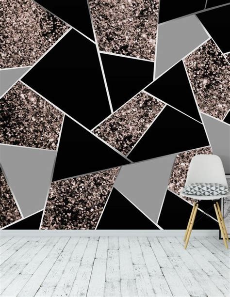 And though it's a recent craze, it the thing about glitter wall painting is that to get great results, you need top 13 glitter wall paint colors for your home. Rose Gold Geometric Glitter 1 Wall mural Rosace Gold ...