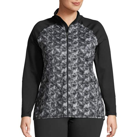 Just My Size Just My Size Womens Plus Size Active Full Zip Mock Neck