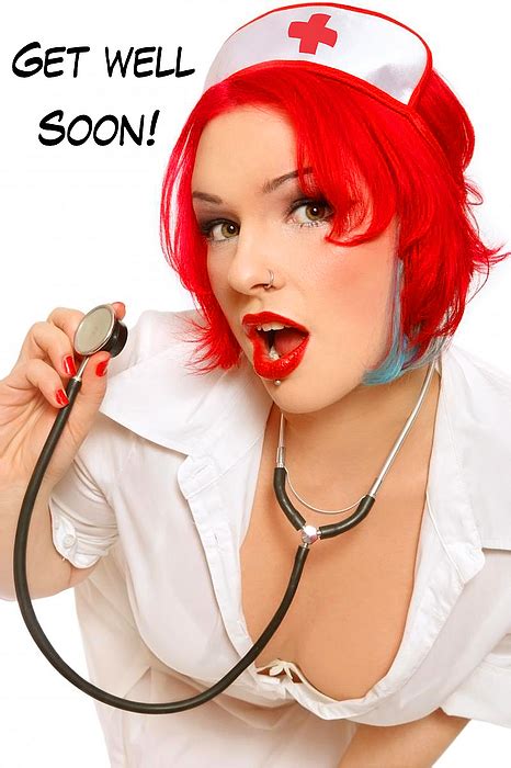 Pin Up Sexy Redhead Nurse With Stethoscope Greeting Card