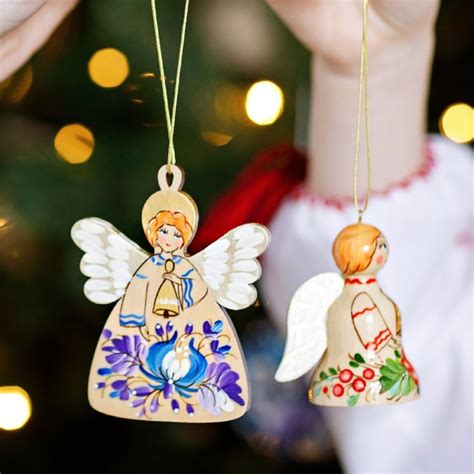 Vintage Angel Ornament Wooden Hand Painted Christmas Decorations