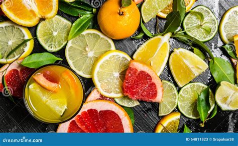 The Juice From Citrus Fruits Grapefruit Orange Tangerine Lemon