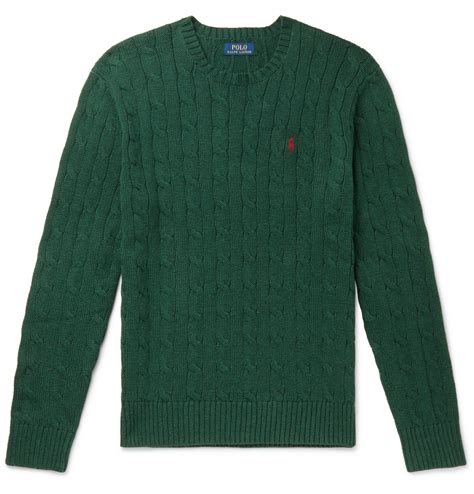 Polo Ralph Lauren Cable Knit Cotton Sweater Green Polo Ralph Lauren