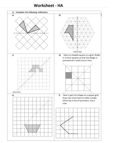 Reflection Geometry Position Of Shape Ks2 Year 5 And 6 Worksheet