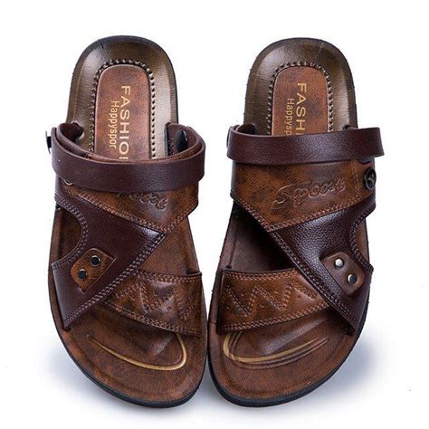 Sandalias de cuero para hombre, calzado de playa a la moda, para