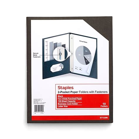 Staples 10 Recycled Smooth 2 Pocket Paper Presentation Folder With