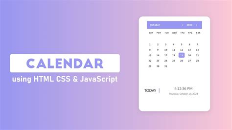 Build A Calendar Using Html Css And Javascript Youtube
