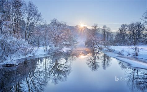 Loisach River With Heimgarten Mountain In Bavaria Germany Bing
