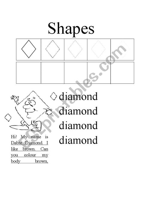 Shapes Diamond Esl Worksheet By Raulvasquezramirez