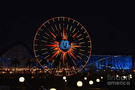 Paradise Pier And Ferris Wheel At Night Photograph By Tommy Anderson