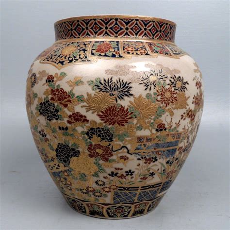 Large 19th Century Signed Japanese Imperial Satsuma Pottery Vase With
