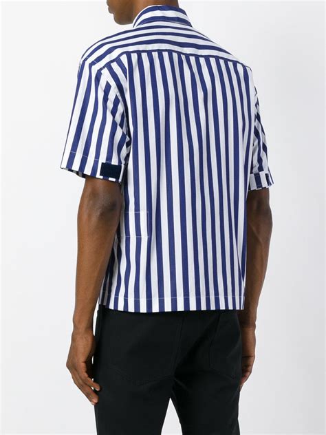 Marni Cotton Striped Short Sleeve Shirt In Blue For Men Lyst