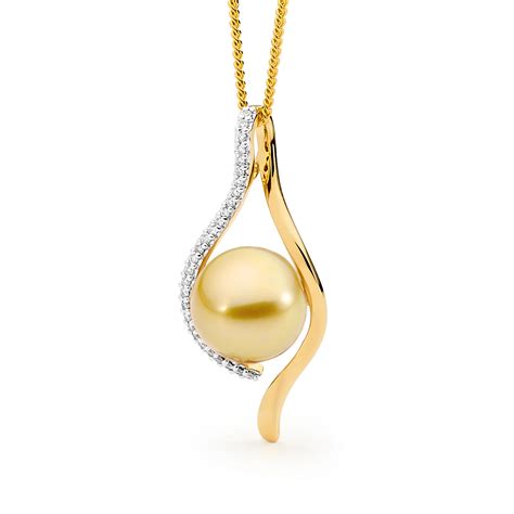Gold South Sea Pearl Pendant With Wishbone Design Van Bercken Jewellery