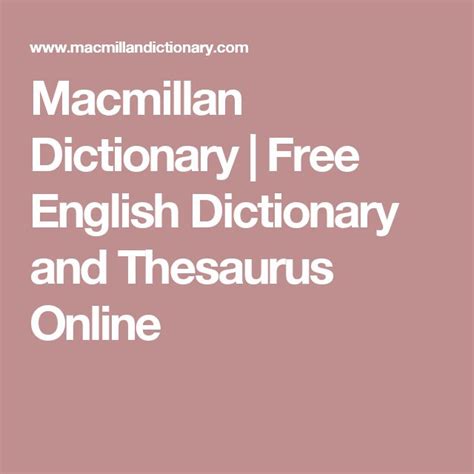 Macmillan Dictionary Free English Dictionary And Thesaurus Online