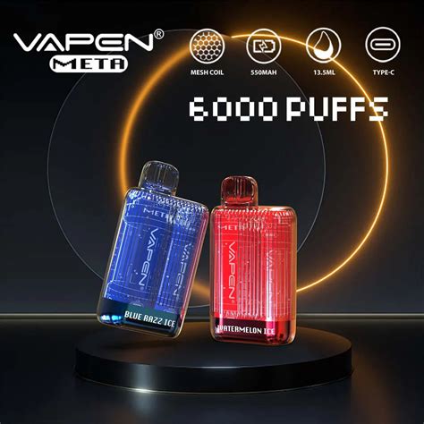 Original Vapen META 6000 Puff 6k Einweg Vape Stift E Zigarettenbox 6000