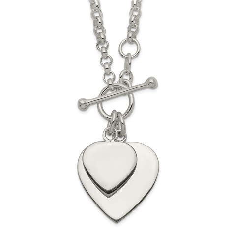 Sterling Silver Double Heart Toggle Necklace Qg Ebay