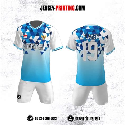 Jersey Futsal Motif Geometris Biru Putih Jersey Printing Bikin