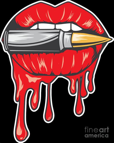 biting the bullet red lipstick lips graphic t digital art by haselshirt fine art america