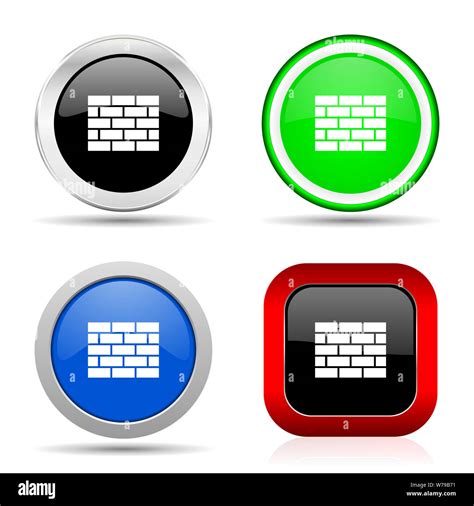 Firewall Red Blue Green And Black Web Glossy Icon Set In 4 Options