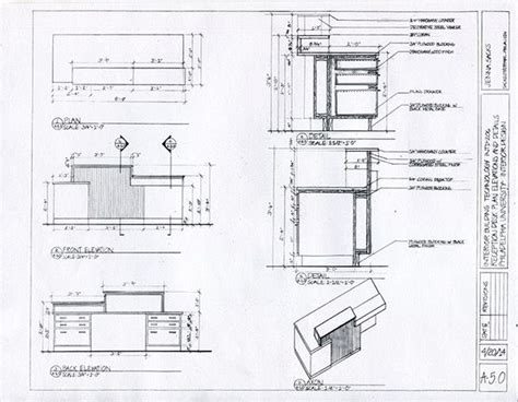 Reception Desk Construction Documents Furniture Details Drawing