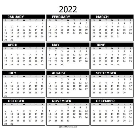 printable pdf blank calendar 2022 jan to dec 2022 calendar editable