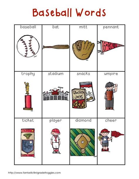 Word Center List Baseball Words Speech Language Activities Teaching