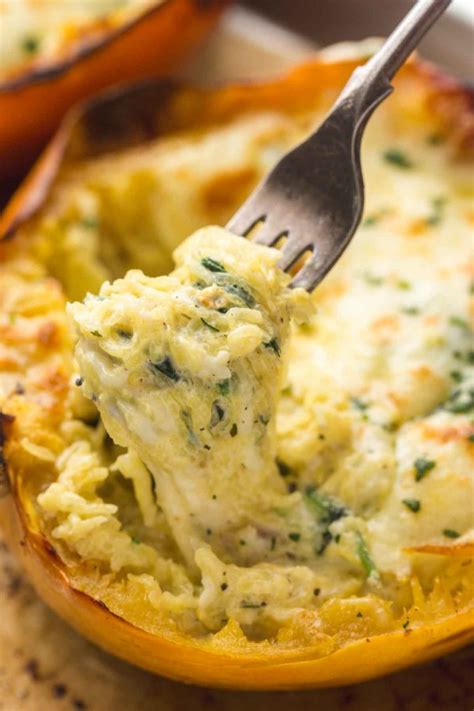 Cheesy Spaghetti Squash With Spinach Little Sunny Kitchen