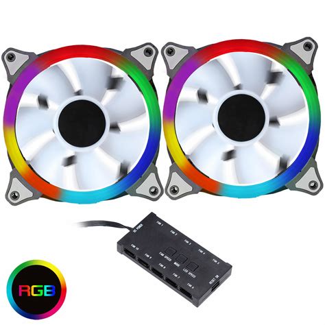 Generic Rainbow Pwm Fan Controller 6pin With 2 X Rainbow Rgb Ring 120mm