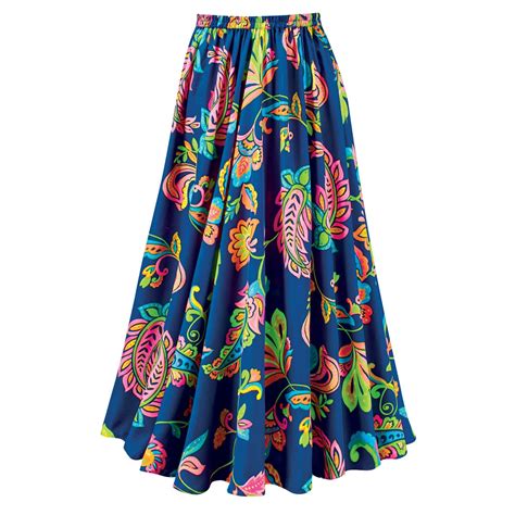 Colorful Bold Paisley Print Sweeping Skirt Collections Etc