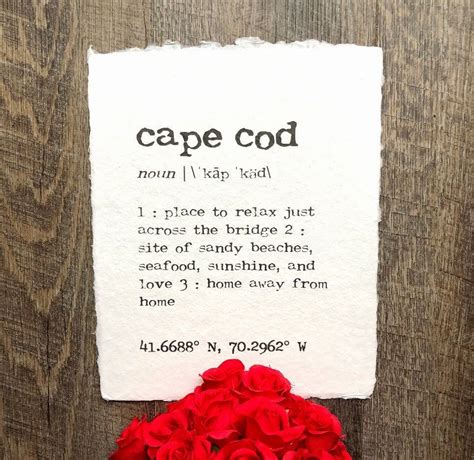 Cape Cod Definition Print In Typewriter Font On Handmade Cotton Rag Paper Cape Cod Is A Place