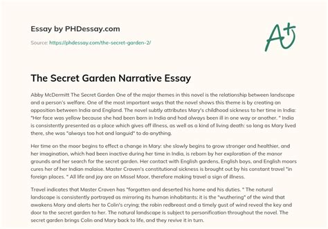 The Secret Garden Narrative Essay 300 Words