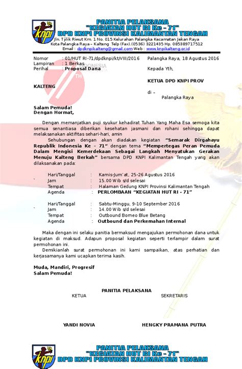 Contoh Proposal Pengajuan Dana Pemuda Pancasila - Berbagi ...