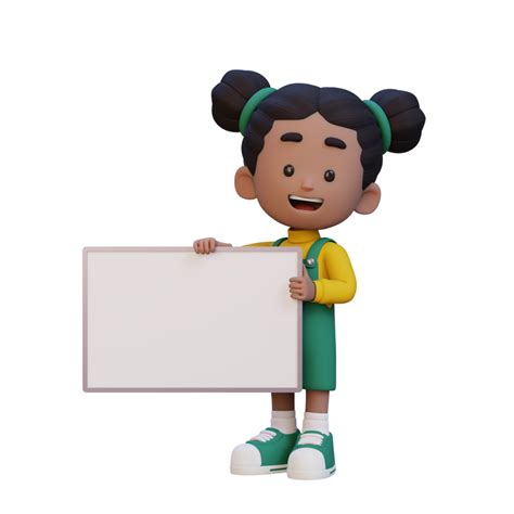 3d Menina Personagem Segurando Uma Em Branco Cartaz 35856332 Png