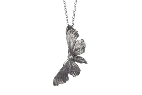 Hanging Hawk Moth Necklace Silver Or Silver Oxidised Finish Armed