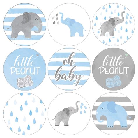 Blue Elephant Baby Shower Favor Stickers Count Distinctivs