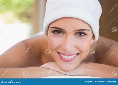 Beautiful Woman With Towel Wrapped On Head Stock Image Image Of