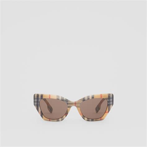 Vintage Check Butterfly Frame Sunglasses In Antique Yellow Women Burberry Canada